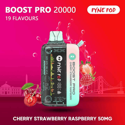 PYNE POD Boost Pro 20000 Puffs Cherry Strawberry Raspberry Disposable Vape