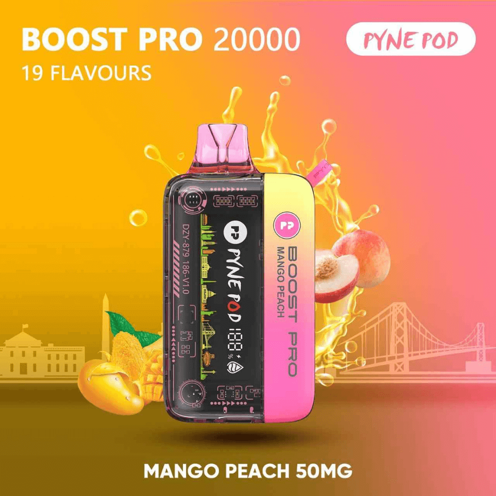 PYNE POD Boost Pro 20000 Puffs Mango Peach Disposable Vape